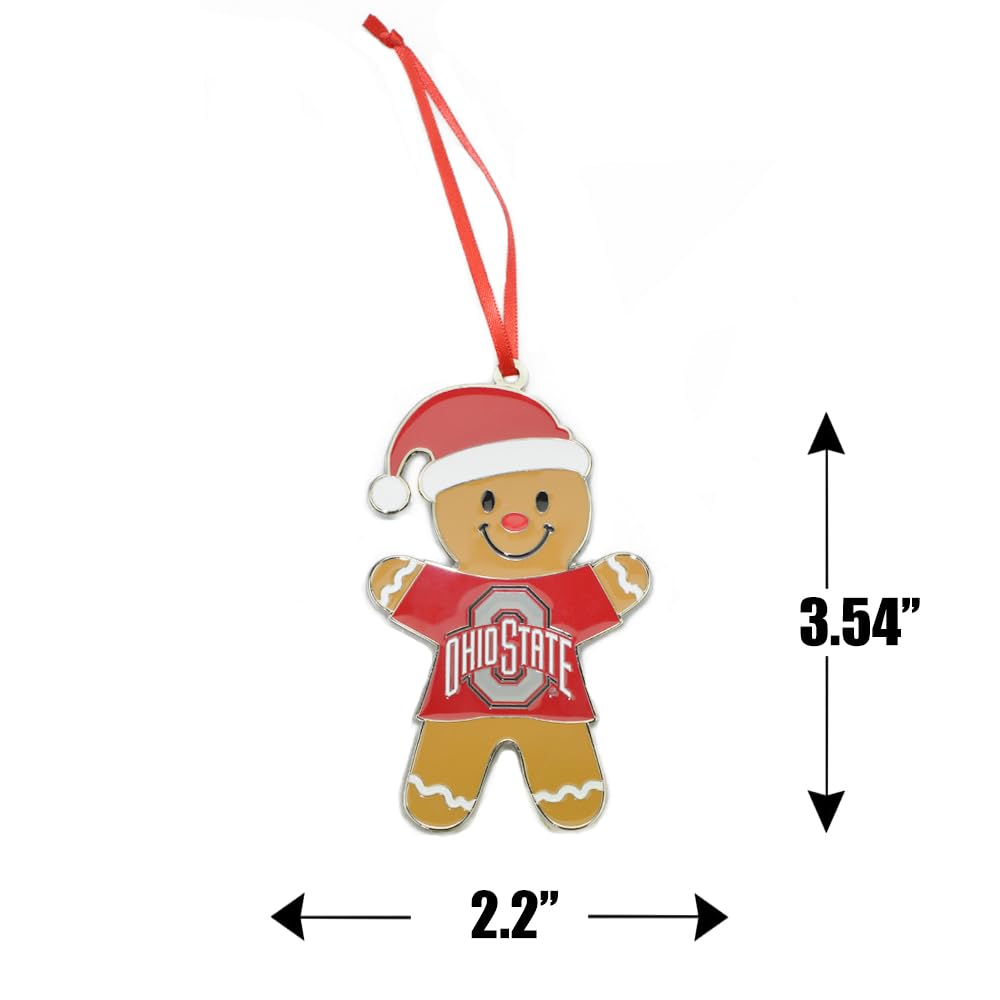 Ohio State Buckeyes Gingerbread Man Metal Christmas Ornament