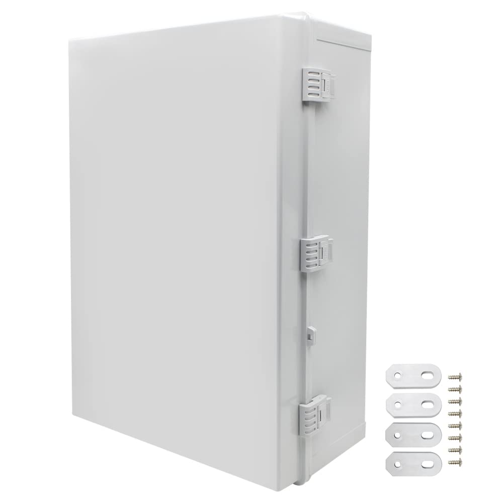 Large Electrical Junction Boxes Hinged Outdoor ABS Plastic Buckle Deep Wall Mount,Dustproof Waterproof IP67 Universal Durable Electrical Big Enclosure with Lock (23.62"x15.75"x8.66")