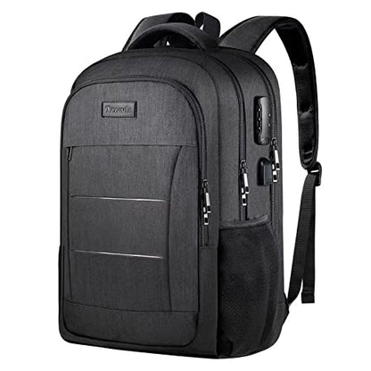 Tzowla Travel Laptop Backpack,Durable Water Resistant Anti-Theft 42L Extra Large 15.6 Inch with USB Charging Port and Lock Fit Computer Business Bookbag for Women Men College School Gift-Black