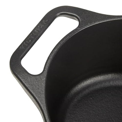 Victoria Dutch Oven Pot and Pan Induction Enamelled Cast Iron 31 cm Oval, Set of 2 Cocotte 5.7 L, PTFE and PFOA Free, Suitable for Fire, Barbecue, Oven, Ceramic Hob, Gas