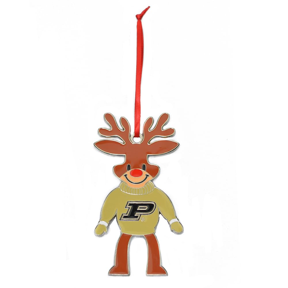 Purdue Boilermakers Reindeer Metal Christmas Ornament