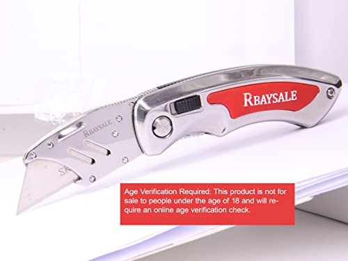 RBAYSALE Utility Knife Folding Heavy Duty Carpet Cutter with 5 SK5 Blades 420 Stainless Steel Retractable Box Cutter with Safety-Lock Design Craft Tradesman Knife 180g