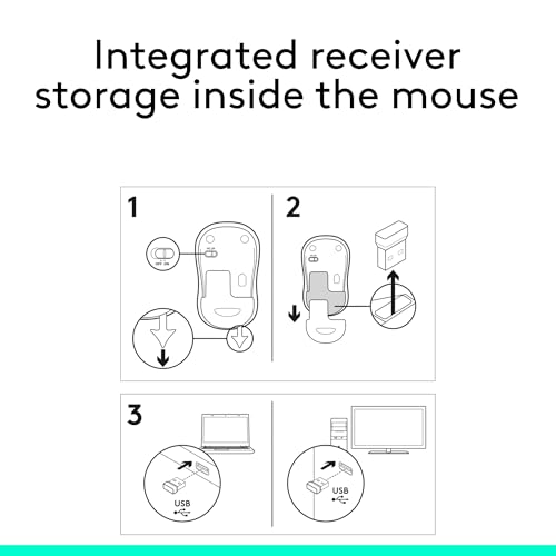 Logitech M185 Wireless Mouse, 2.4GHz with USB Mini Receiver, 12-Month Battery Life, 1000 DPI Optical Tracking, Ambidextrous, Compatible with PC, Mac, Laptop - Grey