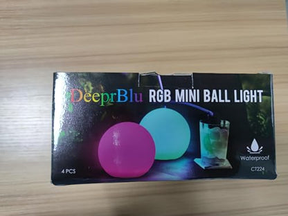 DeeprBlu Floating Pool Light, IP68 Waterproof Hot Tub Lights, RGB Colour Changing LED Bathtub Lights, Bath Lighting Up Ball Light for Kids Gift, Indoor and Outdoor Decor-4pcs