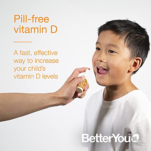 BetterYou Vitamin D 400 IU Junior Daily Oral Spray, Pill-Free Vitamin D3 Supplement for Children, 3-Month Supply, Made in The UK, Natural Peppermint Flavour (Pack of 2)