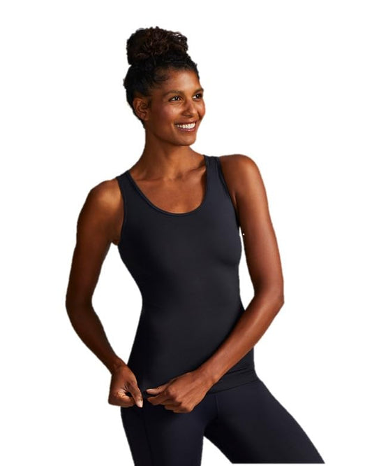 Tommie Copper Women's Lower Back Support Tank, Compression Shirt with Lower Back Pain Relief, Black M