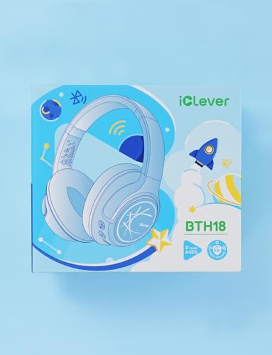 iClever Kids Wireless Headphones with LED Lights, BTH18 Safe Volume 74/85dBA, 43H Playtime, Stereo Sound, Type-C, AUX Cable, Bluetooth5.3 Over Ear Kids bluetooth Headphones for Tablet/Travel