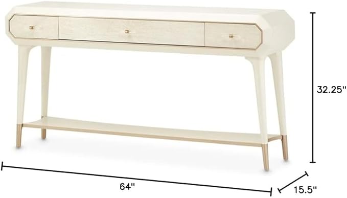 MICHAEL AMINI La Rachelle 3 Drawer Console Table in Champagne Ivory
