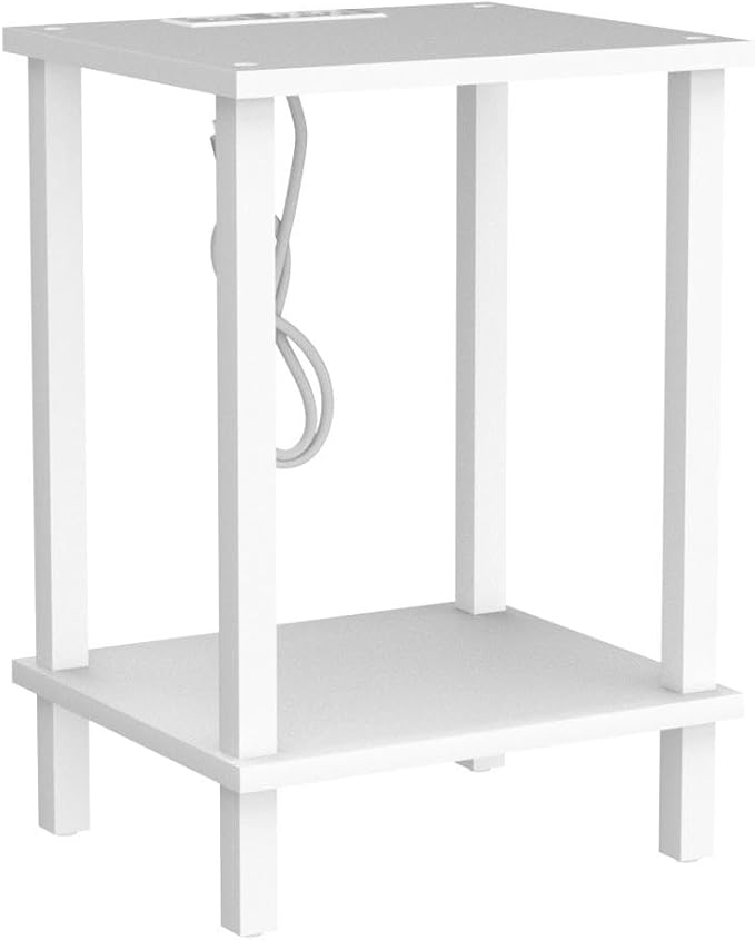 TUTOTAK End Table with Charging Station, Small Side Table with Outlets
