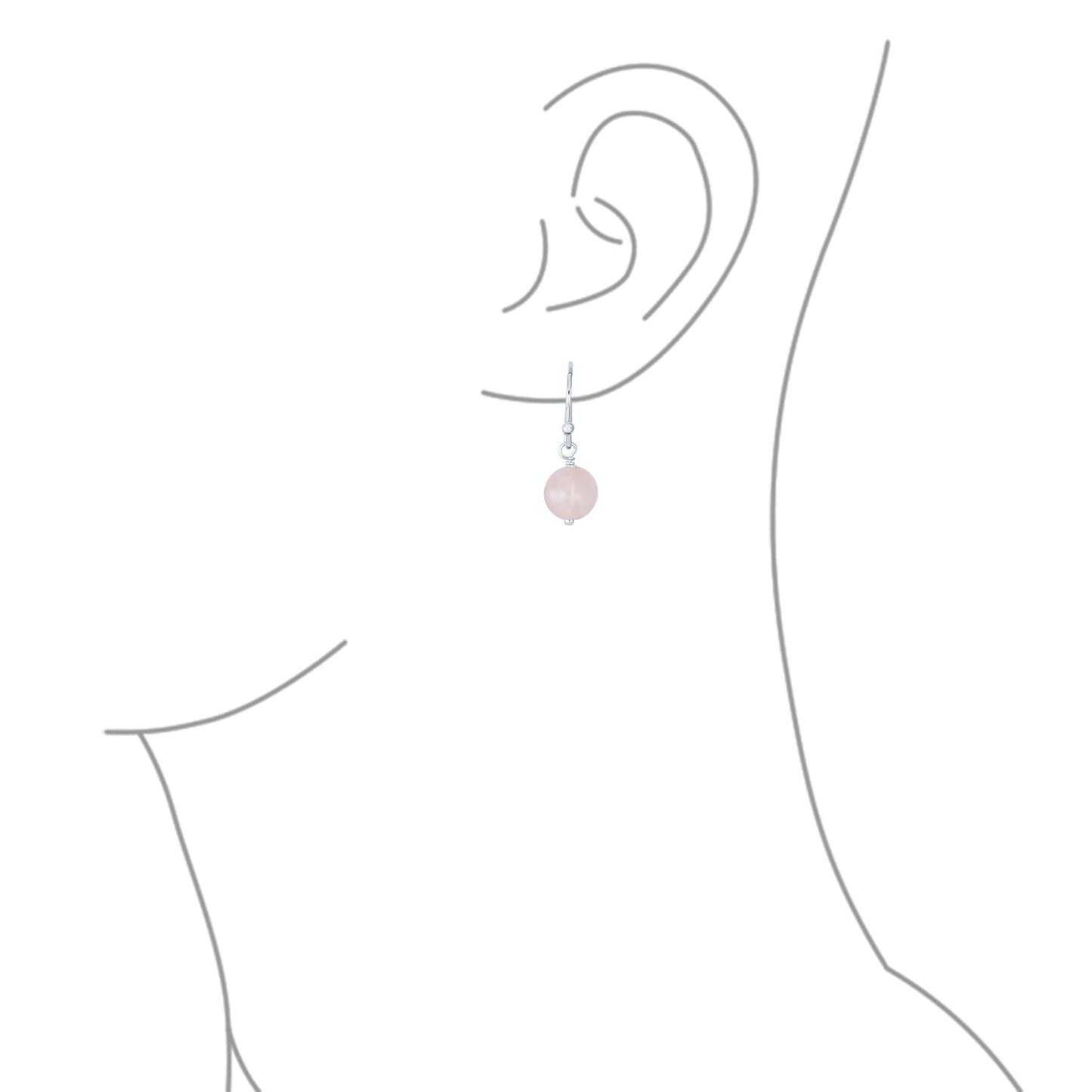 Bling Jewelry Timeless .925 Sterling Silver Red Natural Carnelian & Light Pink Rose Quartz Bead 8mm Ball Drop Earrings Fish Hook Genuine Gemstone(Set of 2)