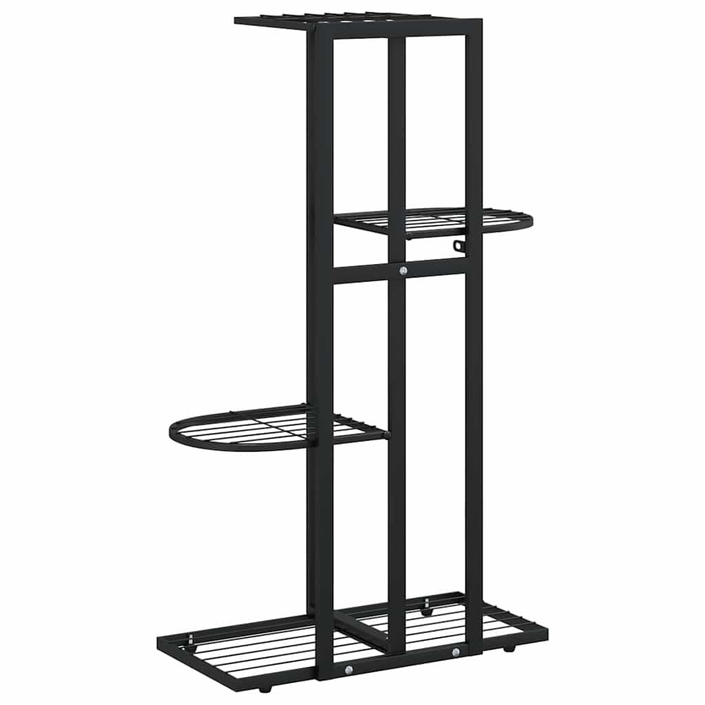 FMPGJLYH 4-Tier Metal Plant Stand, Tall Indoor Outdoor Flower Shelf for Living Room, Garden, Balcony, Modern Rectangular Display Rack, Black