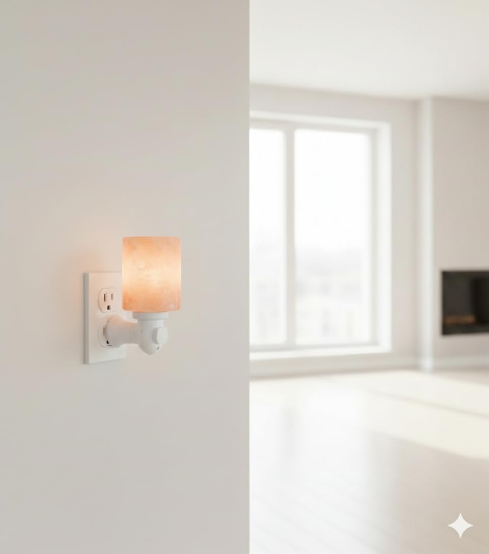 NatureBoost Himalayan Pink Salt Night Lights (Cylinder, 1) Decorative Ambient Plug-in Night Lights with Warm Amber Glow for Bedroom, Bathroom, Nursery & Home Décor