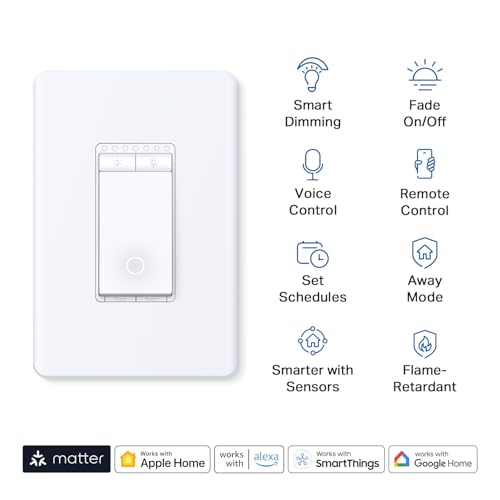 TP-Link Tapo Matter Smart Light Switch: Voice Control w/Siri, Alexa & Google Home | UL Certified | Timer & Schedule | Easy Guided Install | Neutral Wire Required | Single Pole | Tapo S505(2-Pack)