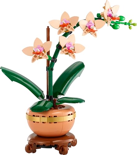 LEGO Botanicals Mini Orchid - Artificial Flowers Set for Adults - Indoor Plant with Terracotta Style Flowerpot - Home Decor Gift for Women and Men - 10343