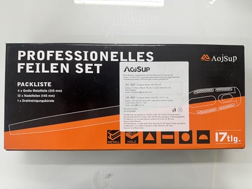 AojSup 17Pcs Metal File Set, Professional Files Tools, Premium Metal Files with Suitcase, 4X Large Files - Flat/Triangle/Half-Round/Round File&12x Needle Files, Perfect for Wood, Metal&DIY Project
