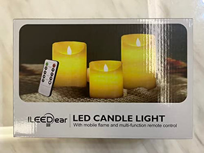 ILEEDear LED Candles - Flickering 4" 5" 6" Real Wax With Remote Control Timer - Flameless Christmas and Ramadan Decorations Pack of 3 (Ivory)