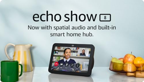 Echo Show 8 (Newest gen) | HD smart touchscreen with spatial audio, smart home hub and Alexa | Charcoal