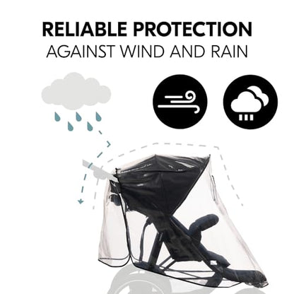 Hauck Universal 3 Wheel Raincover, Transparent - Fits 3 Wheeled Stollers, Pushchairs, Buggys & Prams, Waterproof & Durable, Reflective Trim