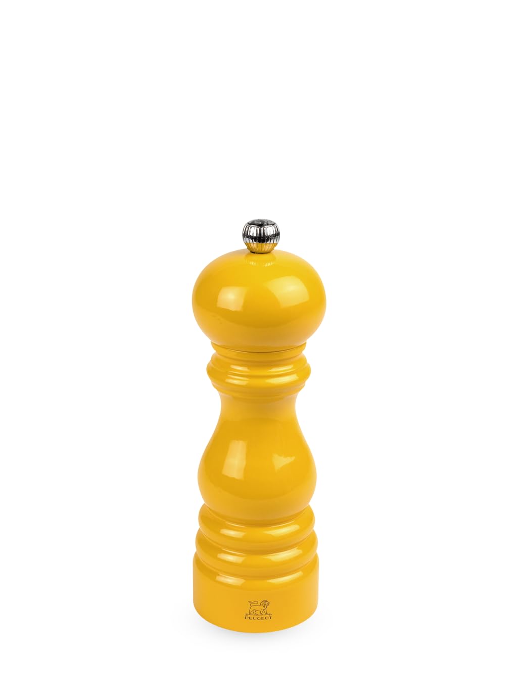 Manual Wooden Salt Mill in Saffron Yellow Gloss, 18cm - 7in.