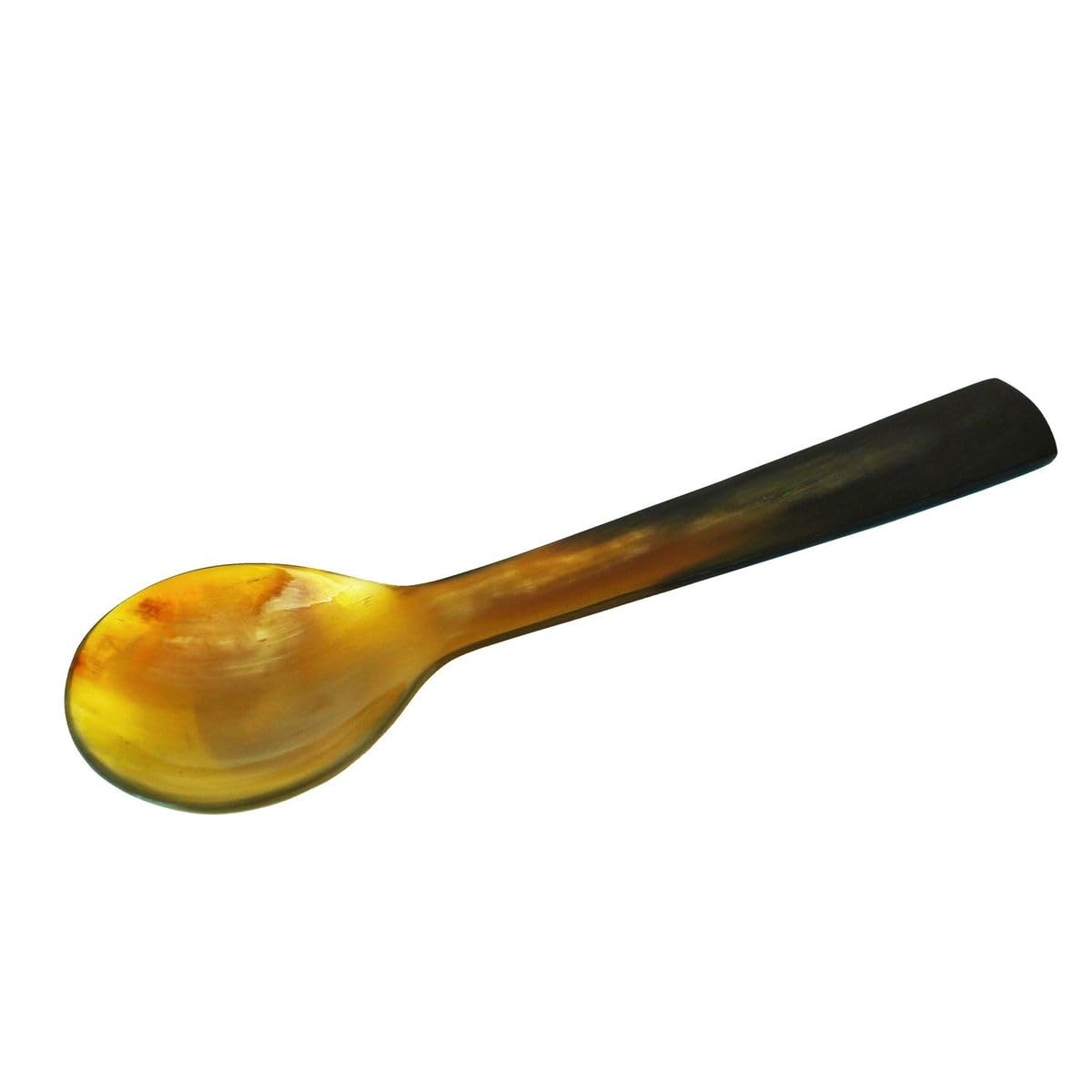 Mythrojan Buffalo Horn Caviar Spoon Large Handcrafted Polished Finish Serving Spoon for Ice Cream Sugar Salt Caviar Pepper Honey Coffee - 10 Inches Long