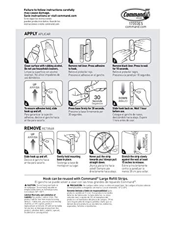 Command 5 lb Large Utility Hooks, 7 Wall Hooks and 12 Command Strips, Damage-Free Hanging with Adhesive Strips, No Tools for Hanging Christmas Decorations