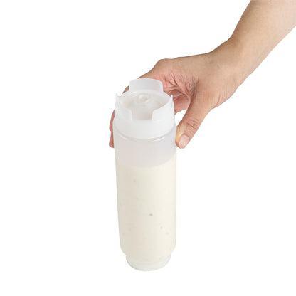 Restaurantware 16oz. FIFO Inverted Plastic Squeeze Bottle with Refill and Dispensing Lids - First In First Out - Perfect for Restaurants Catering and Food Trucks - 1ct box