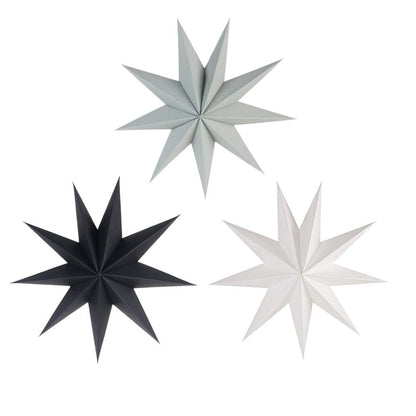 SUNBEAUTY 3 Pcs 9-Pointed Paper Star Lanterns 12 Inch Hanging Lampshade Wedding Birthday Christmas Home New Year Party Decorations