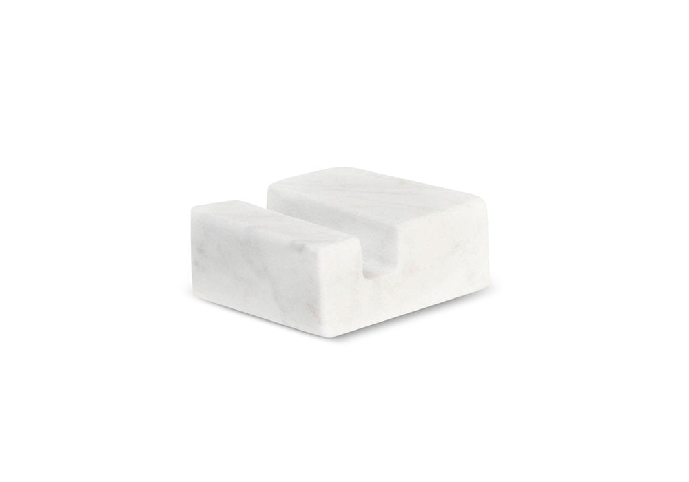 NIANWUDU Miscellany Square Business Card Holder White Carrara Marble
