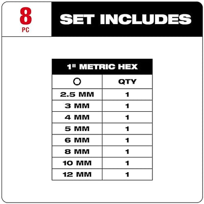 Milwaukee 48-32-4617 8 Piece Metric Hex Insert Bit Set