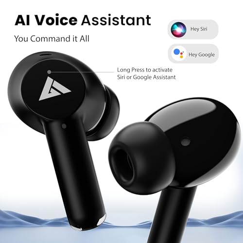 Boult K40 True Wireless in Ear Earbuds with 48H Playtime, Clear Calling 4 Mics, 45ms Low Latency Gaming, Premium Grip, 13mm Bass Drivers, IPX5, Type-C Fast Charging, BTv 5.3 Ear Buds (Electric Black)