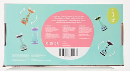 THE TWIDDLERS 5 Liquid Motion Timers Sensory Timer Hourglasses - 14cm, 5 Colours - Kids Water Bubble Lava Lamp Calming Sensory Toys for Autism, Stress Relief, Relaxation, ADHD