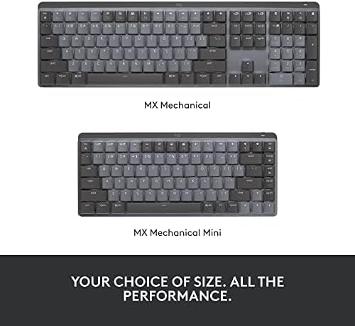Logitech MX Mechanical Wireless Illuminated Performance Keyboard, Tactile Quiet Switches, Backlit Keys, Bluetooth, USB-C, macOS, Windows, Linux, iOS, Android, Metal, ‎Graphite