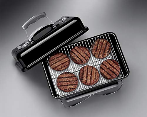 Weber Go-Anywhere Charcoal BBQ/Portable Grill with Folding Legs, Compact Design for Camping & Picnics, Durable Enamel, Precise Airflow Control, 42 x 26 cm Cooking Area, Black