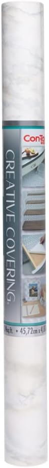 Con-Tact Brand Creative Covering, Self-Adhesive Shelf Liner, Marble White