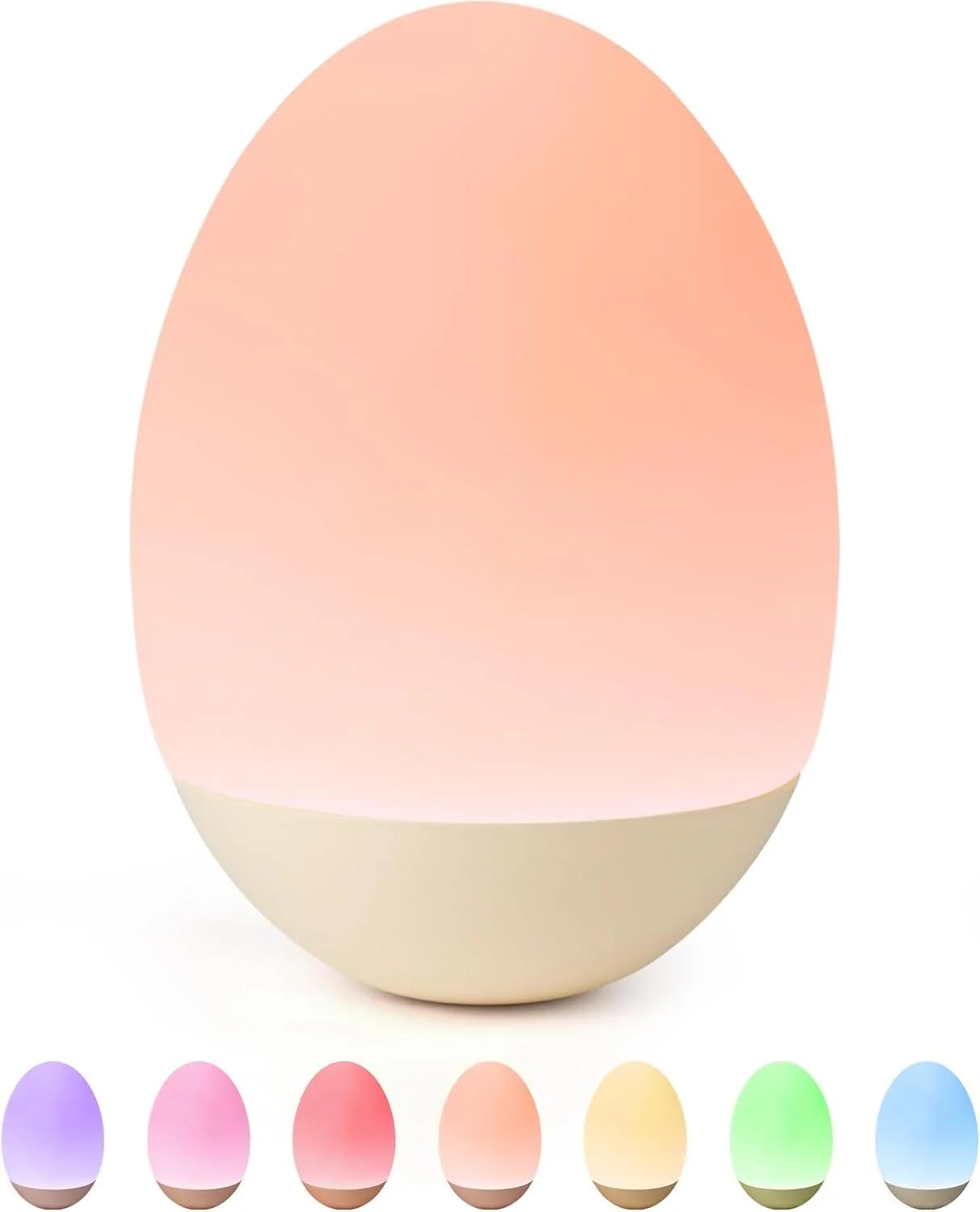 NICKLUC Egg Night Light for Nursery: Baby Night Lights Tap Lamp Stepless Dimming with Warm White and 7 RGB Colors Rechargeable Portable for Infant and Kids Bedroom Breastfeeding Sleep Aid