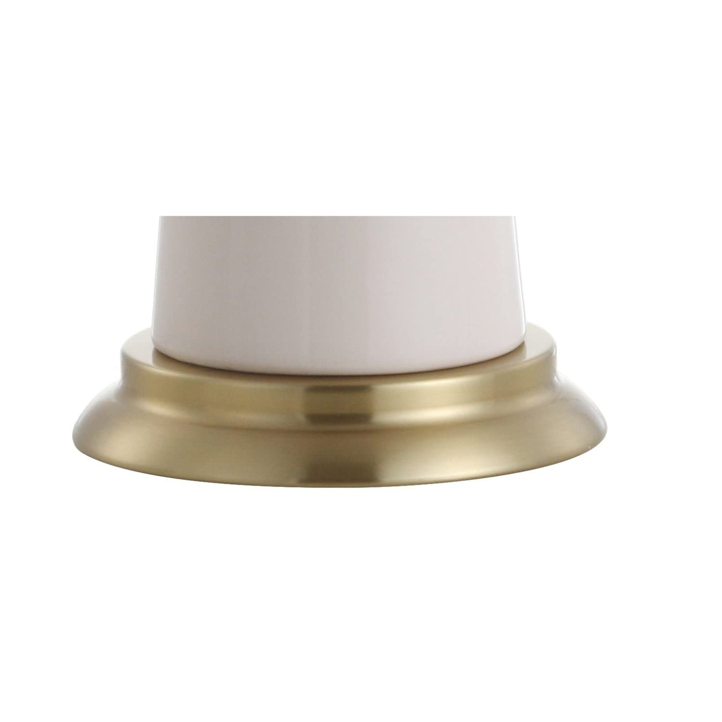 JONATHAN Y 29" Cream Modern Ceramic Column Table Lamp with Brass Gold Base, Elegant Bedside Lamp for Living Room Bedroom Nightstand, White Linen Shade, LED Bulb Included JYL3046A