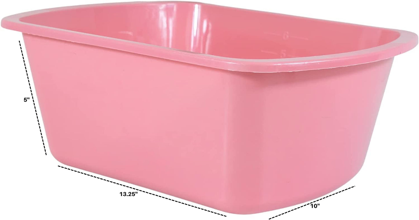 Wash Basins – Rectangular Plastic Hospital Bedside Soaking Tub - Small 7 Qt Graduated Bucket - Portable Washbasin for Washing, Cleaning, Foot Bath, Dishes, Face Cleansing Bowl -13.25 x 10 x 4.5 Inches