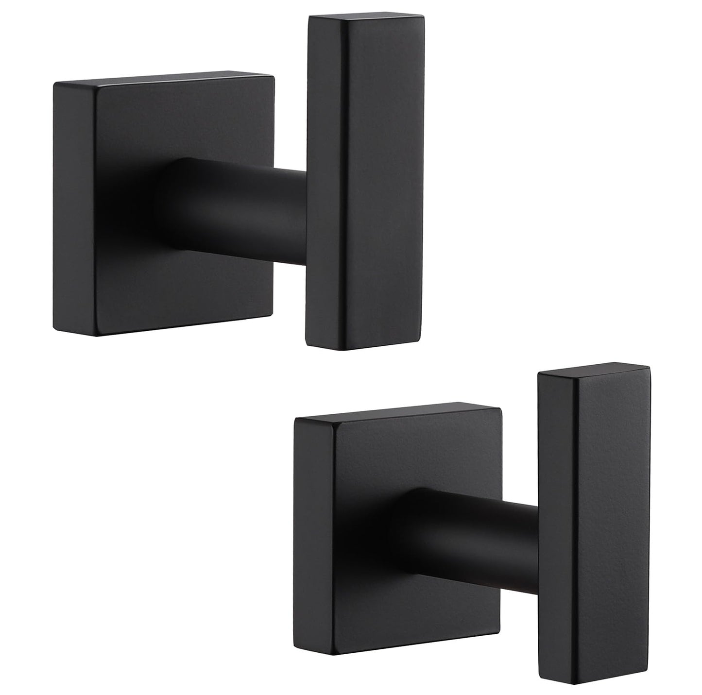 Angle Simple Bathroom Towel Hooks, Stainless Steel Robe Coat Hooks for Wall, Matte Black, 2 Pack
