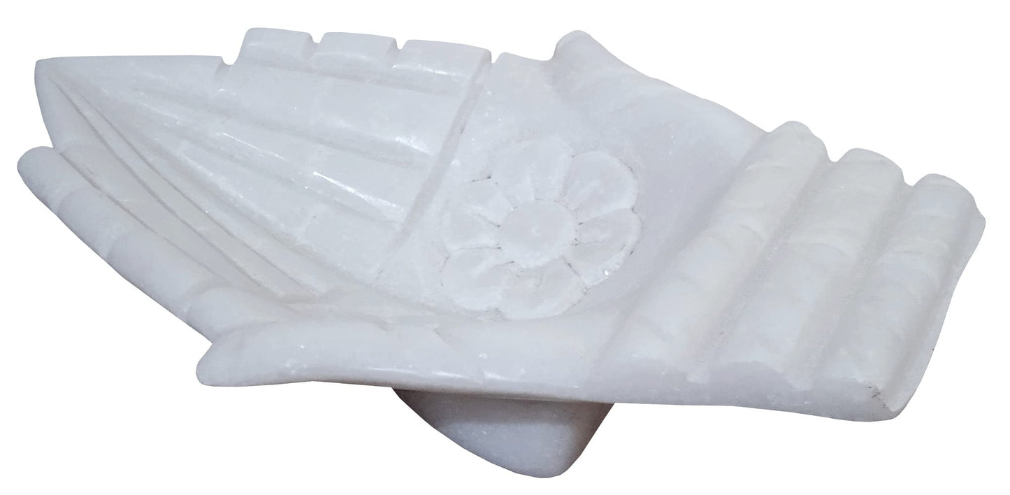 Purpledip Marble Bowl 'Anjali Hands': Fill With Water or Flower Petals Or Use As Small Serving Platter (12470A)