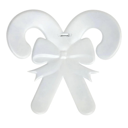 Embossed Metal Candy Cane Sign with Bow For Christmas Wreaths, Tree Toppers, Center Pieces, Floral Arrangements, Decorations, and Crafts (Light Pink, Red, White, 13" L x 12" H)