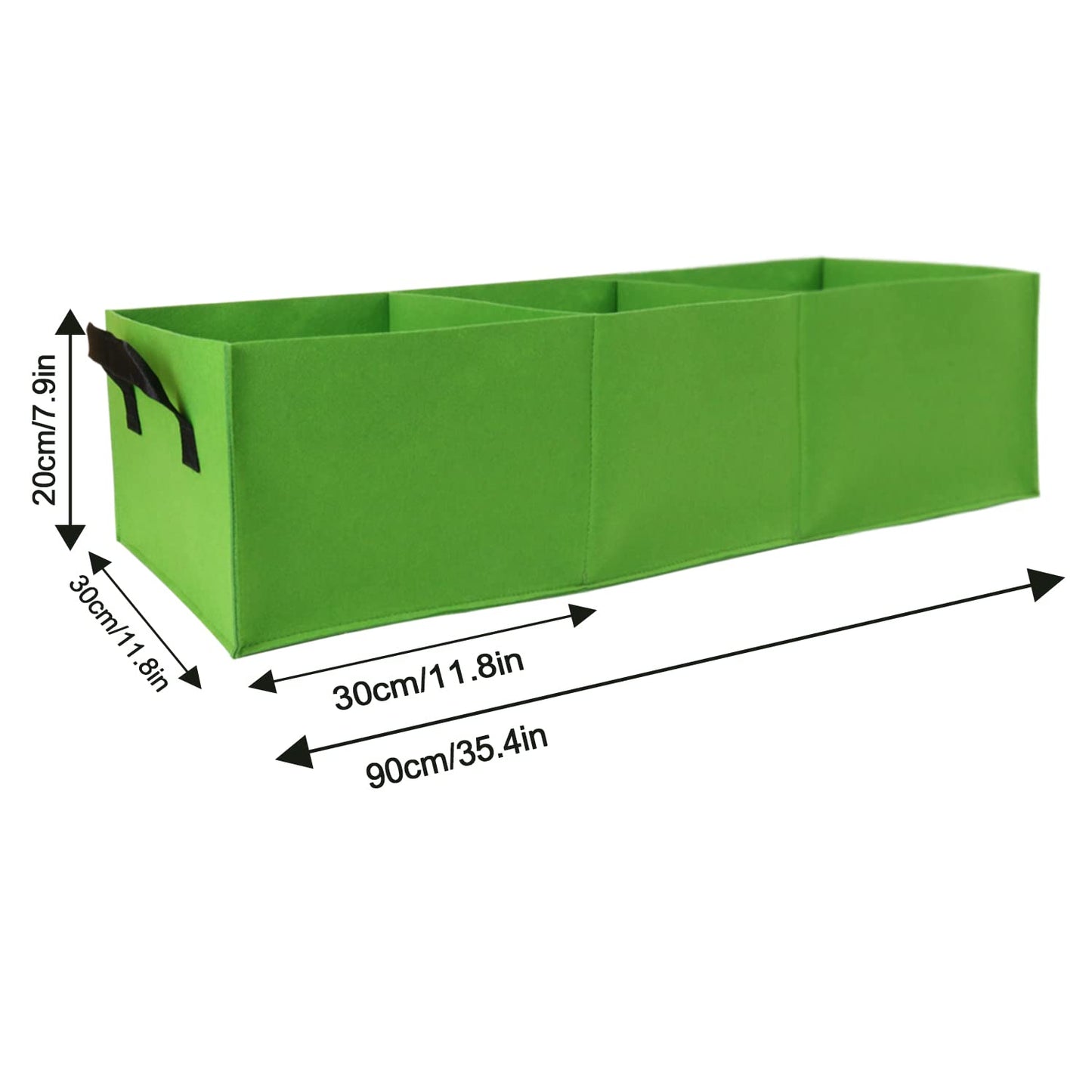 Namzi Plant Grow Bags, 10 Pack Fabric Raised Planting Bads, 3 Holes Rectangle Grow Bag, 15 Gallon Breathable Potato Tomato Planter Pots for Outdoor Vegetables Plant Flowers (Green)