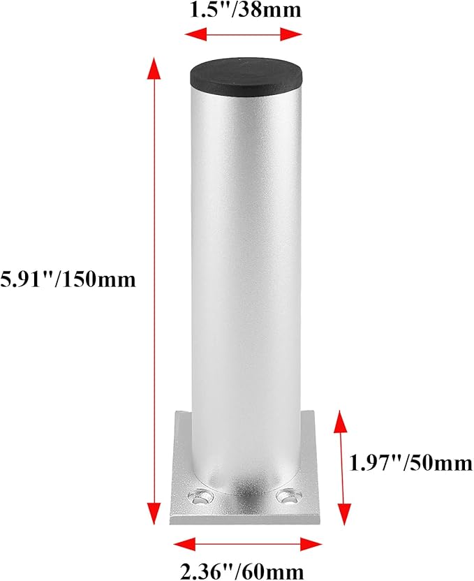 Set of 4 Furniture Legs 6 Inch, Adjustable Aluminum Alloy Cabinet Legs