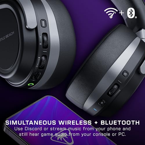 Turtle Beach Stealth 700 Gen 3 Wireless Multiplatform Amplified Gaming Headset for Xbox Series X|S, Xbox One, PC, PS5, Mobile – 60mm Drivers, AI Noise-Cancelling Mic, Bluetooth, 80-Hr Battery – Black