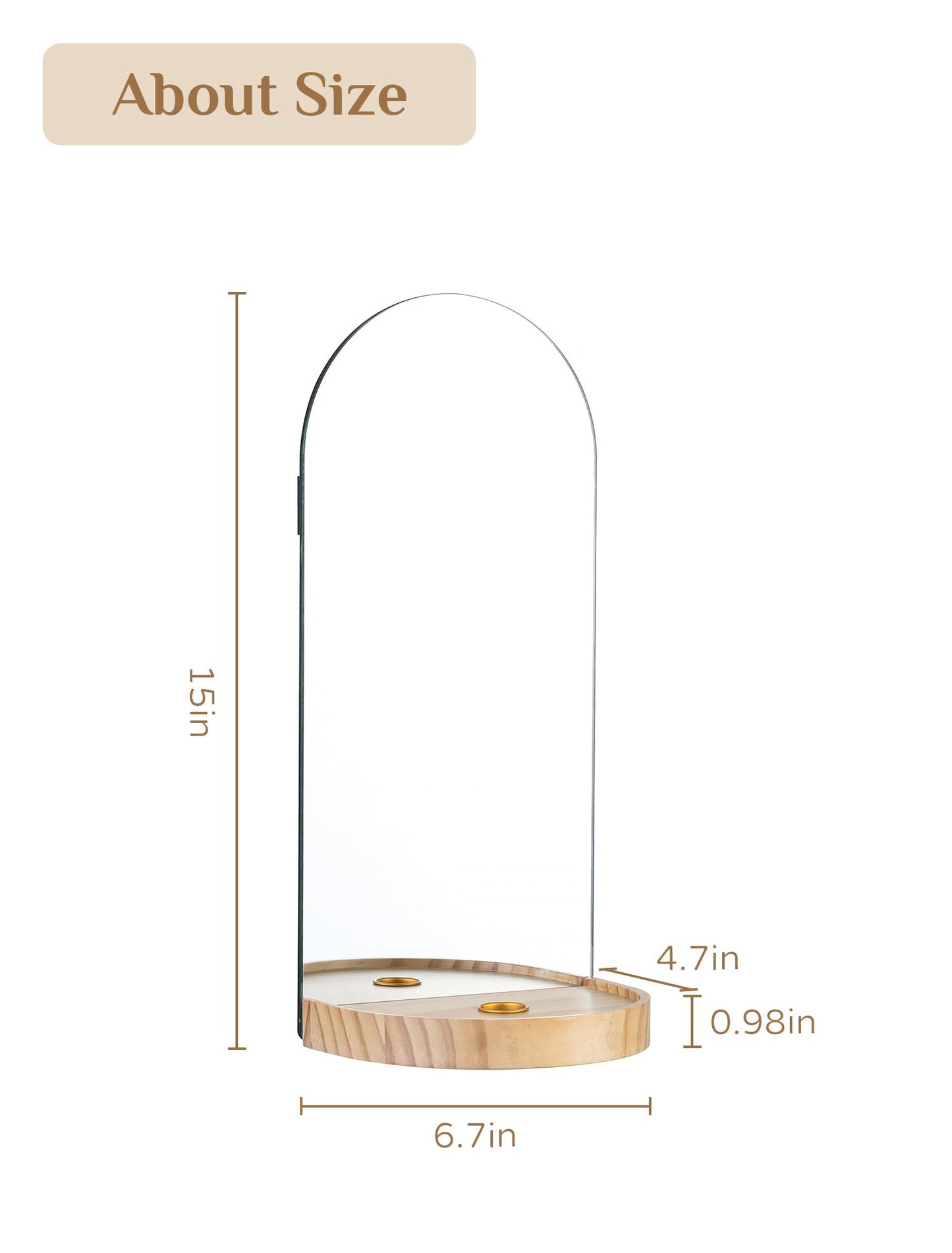 Walasis Wall Candle Holder Set of 2: Arch Mirror Candle Sconces Boho Wall Decor for Livingroom Entryway - Nature Wood Bohemian Candle Sconces Display Shelf with Ledge for Vase Candles