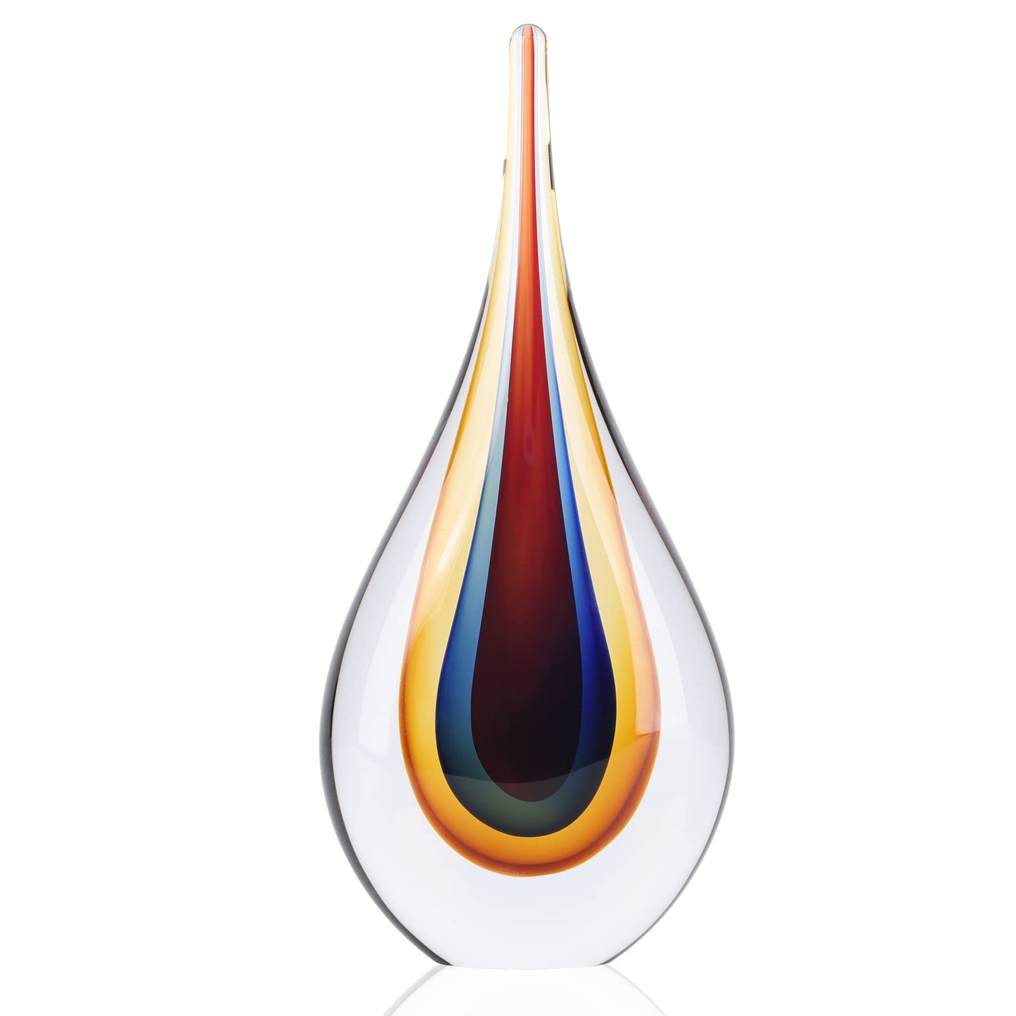 DOVDOV Blown Glass Sculpture, Collectible Stained Glass Art Statue, Unique Teardrop Ornament, Suitable for Office, Bookshelf, Dressing Table, Living Room Coffee Table, or Mantelpiece Display.