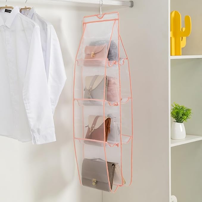 AARAINBOW 1 Pack Hanging Handbag Purse Organizer, 8 Pockets Purse Bag Organizer