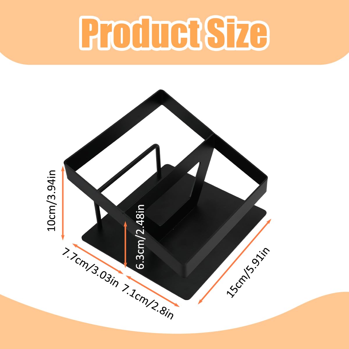 Napkin Holder for Table, SHAIDOJIO Metal Napkin Holder with Salt and Pepper Shakers Cadddy, Standing Paper Napkins Storage for Kitchen Dining Table Centerpiece Decor (Black)