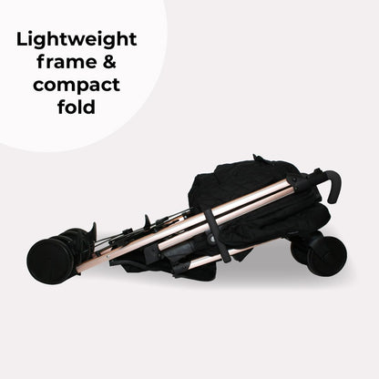 My Babiie MB51 Stroller – from Birth to 4 Years (22kg), Lightweight, Umbrella Fold, Travel Buggy for Toddlers, Pushchair Includes Footmuff, Cup Holder, Rain Cover - Black Quilted