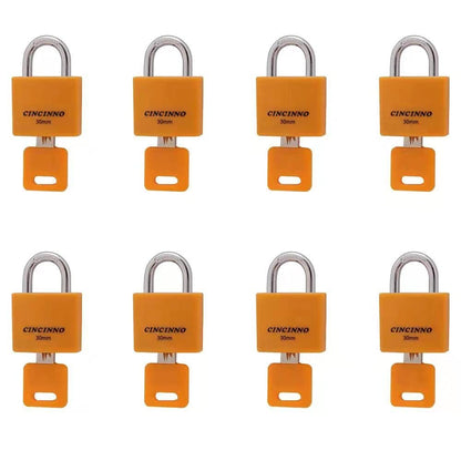 CINCINNO Set of 8 Small Locks，Covered Aluminum Keyed Alike Padlocks，30MM Weatherproof Lock with Same Key,Outdoor Padlock for Sheds, Storage Unit ，School Gym Locker, Toolbox