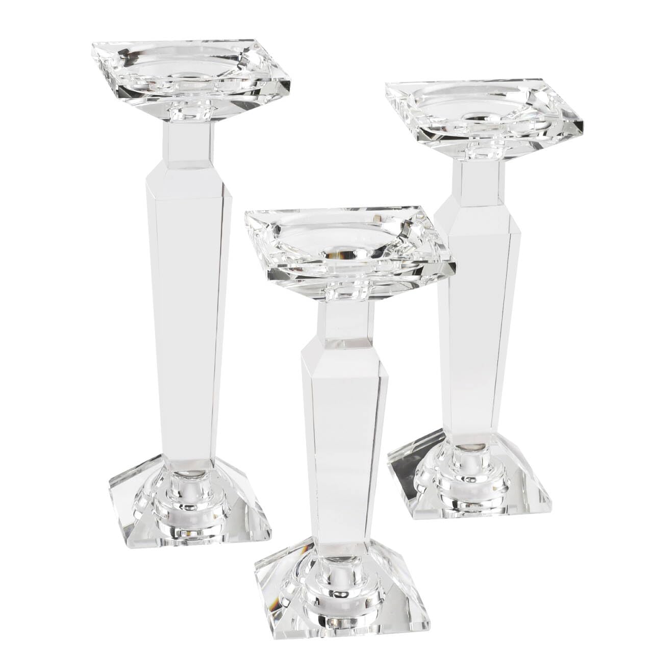Marvala Crystal Candelabra Set, Dual-Sided Candle Holder Reversible for Taper, Tealight & Pillar Candles 3-in-1 Versatile Stand for Table, Wedding, Christmas, Home Holiday Decor (Set of 3-SML)